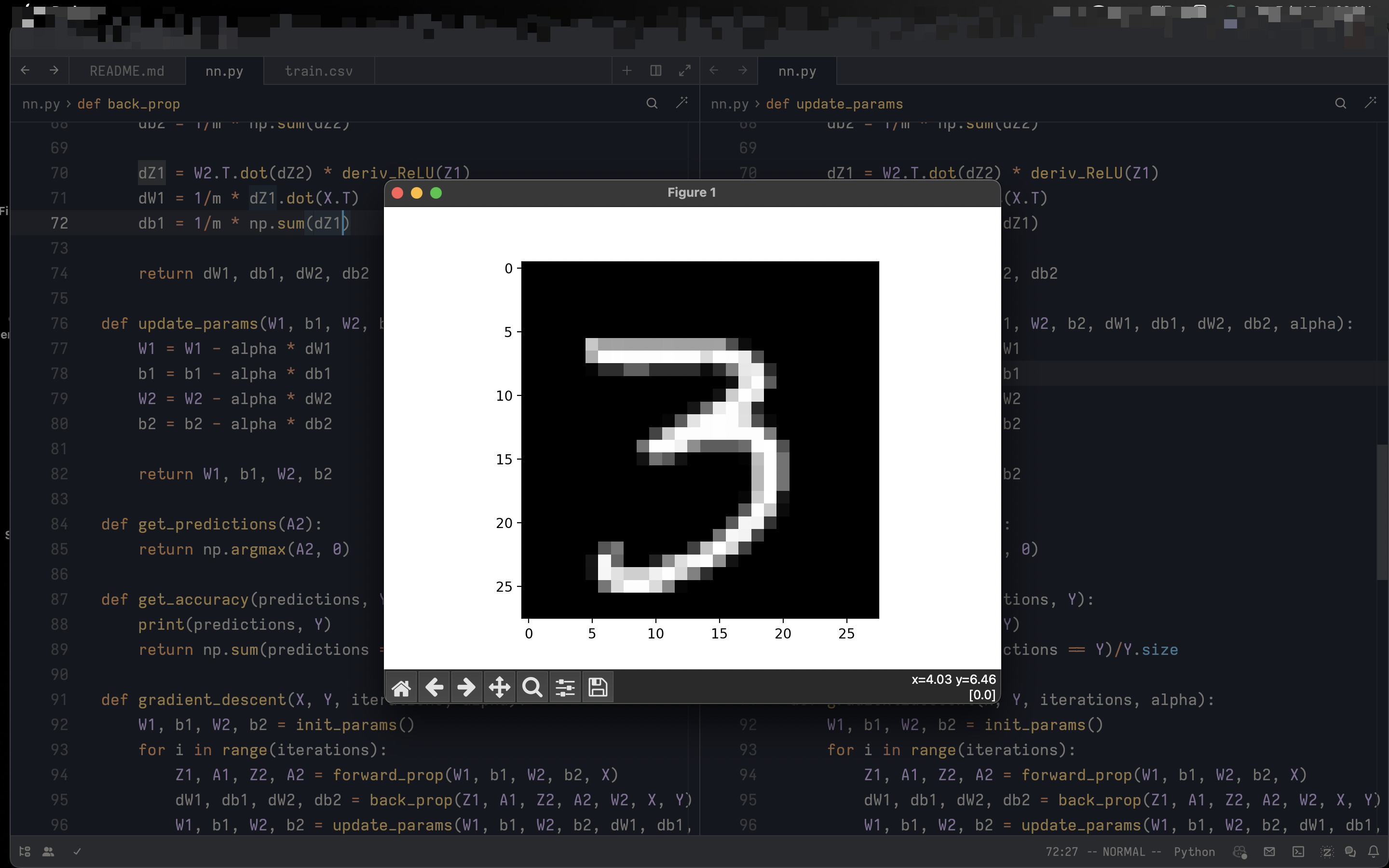 MNIST Neural Network project screenshot